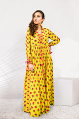 Yellow Floral Cheent Dress Set (2 Piece)